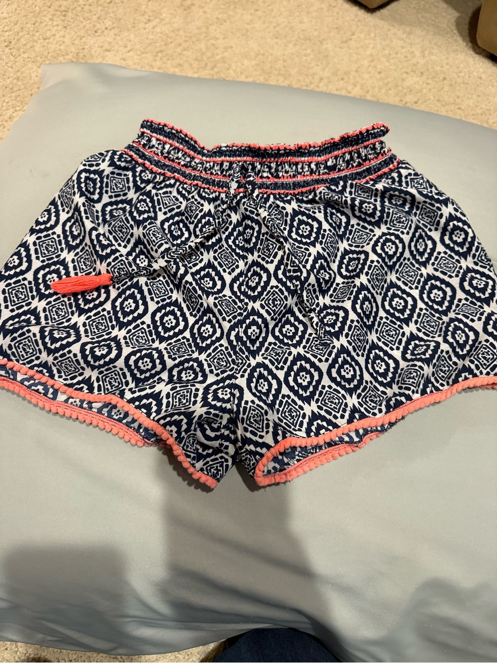 jumping beans Navy Geo-Print Shorts with Coral Trim